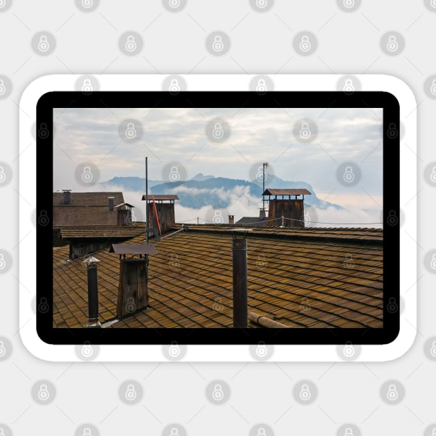 Rooftops in Sauris di Sopra, Italy Sticker by jojobob